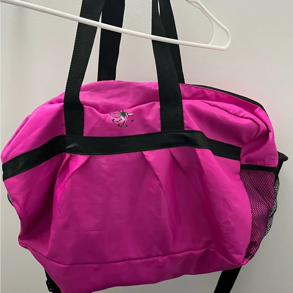 Bright Pink Light Weight Women's Tote Bag with Black Accents: Zippers - Picture 2 of 9
